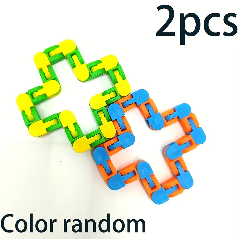 Colorful Chain Building Blocks 24 Link Toy Orange Green Pink