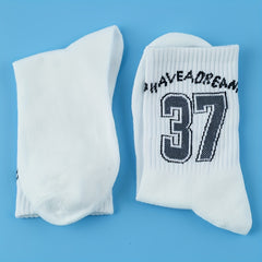 3 Pairs Number Print Socks Comfy Mid Tube Socks