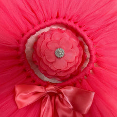 Watermelon Red Tutu Bow Skirt & Flower Headdress for Baby Girls