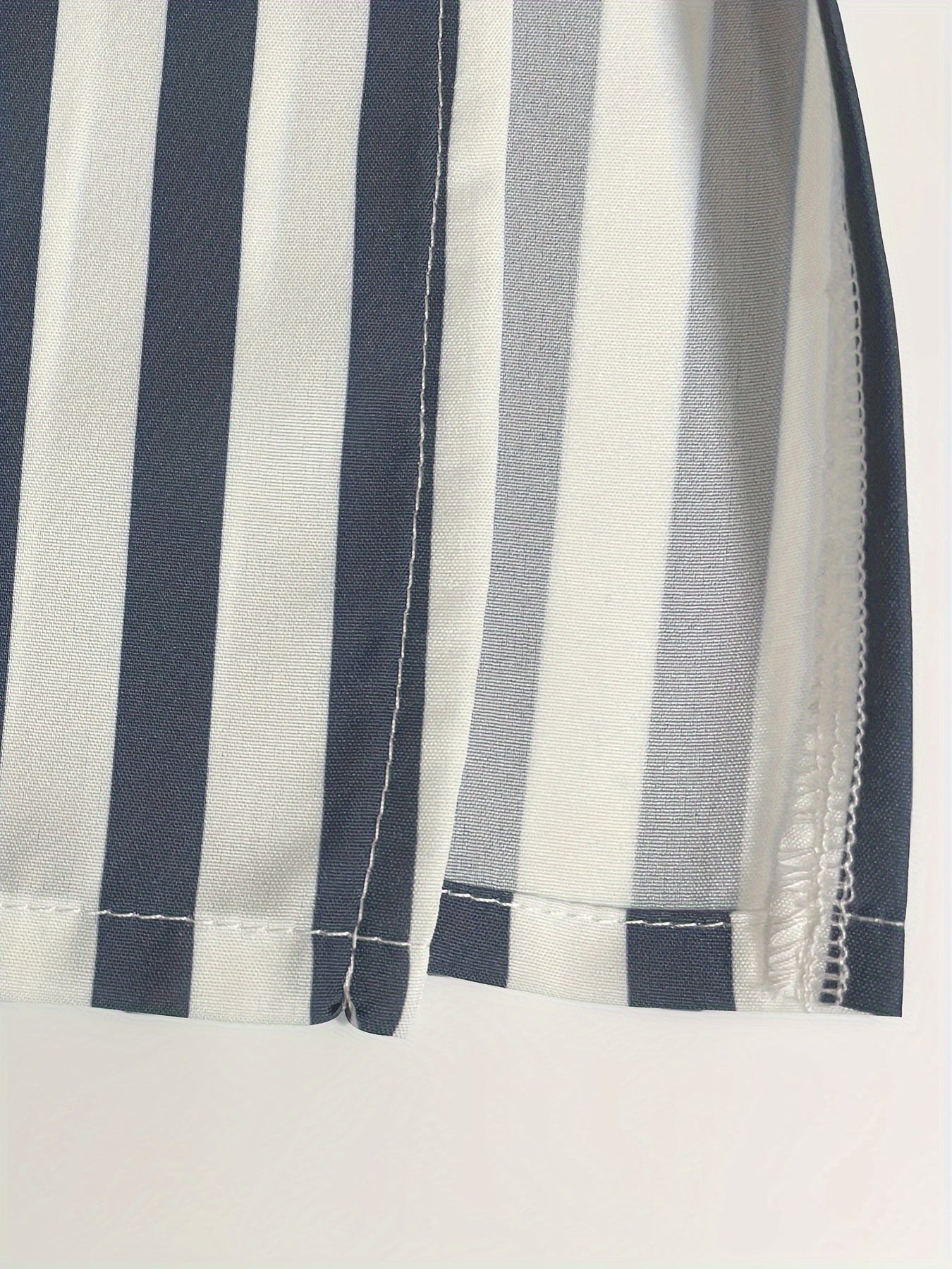  Striped Long Sleeve Button Up Lapel Collar Shirt