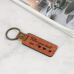 1pc Pear Wood Keychain Retro Wooden Key Chain Pendant Gift For Men Women