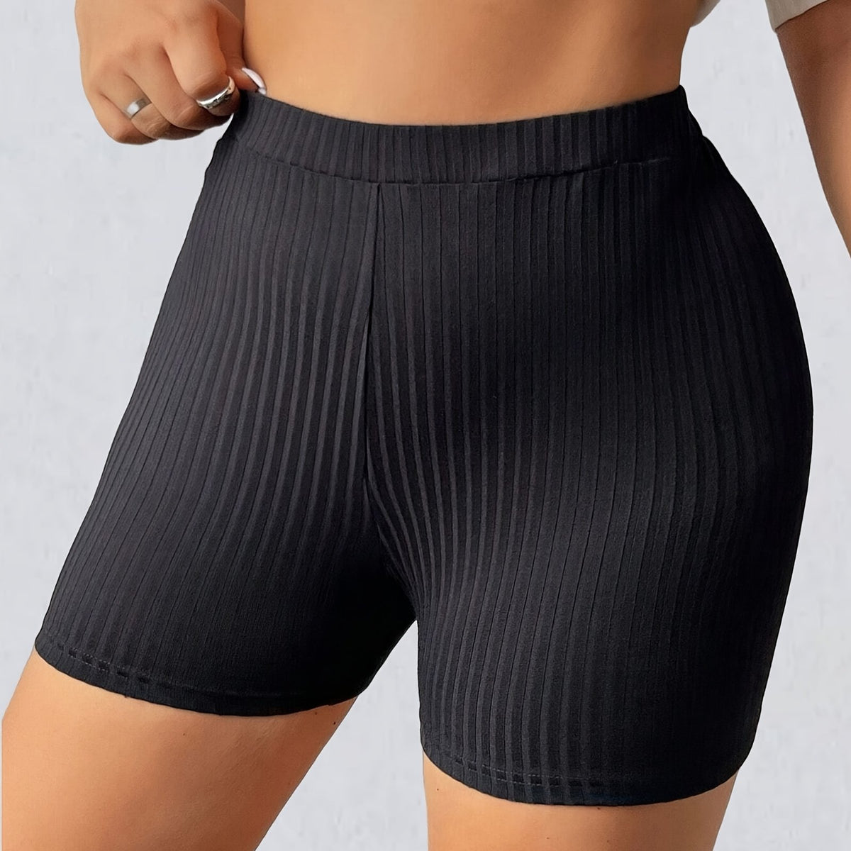  High Waist Ribbed Fitness Yoga Shorts
