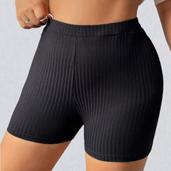 High Waist Ribbed Fitness Yoga Shorts
