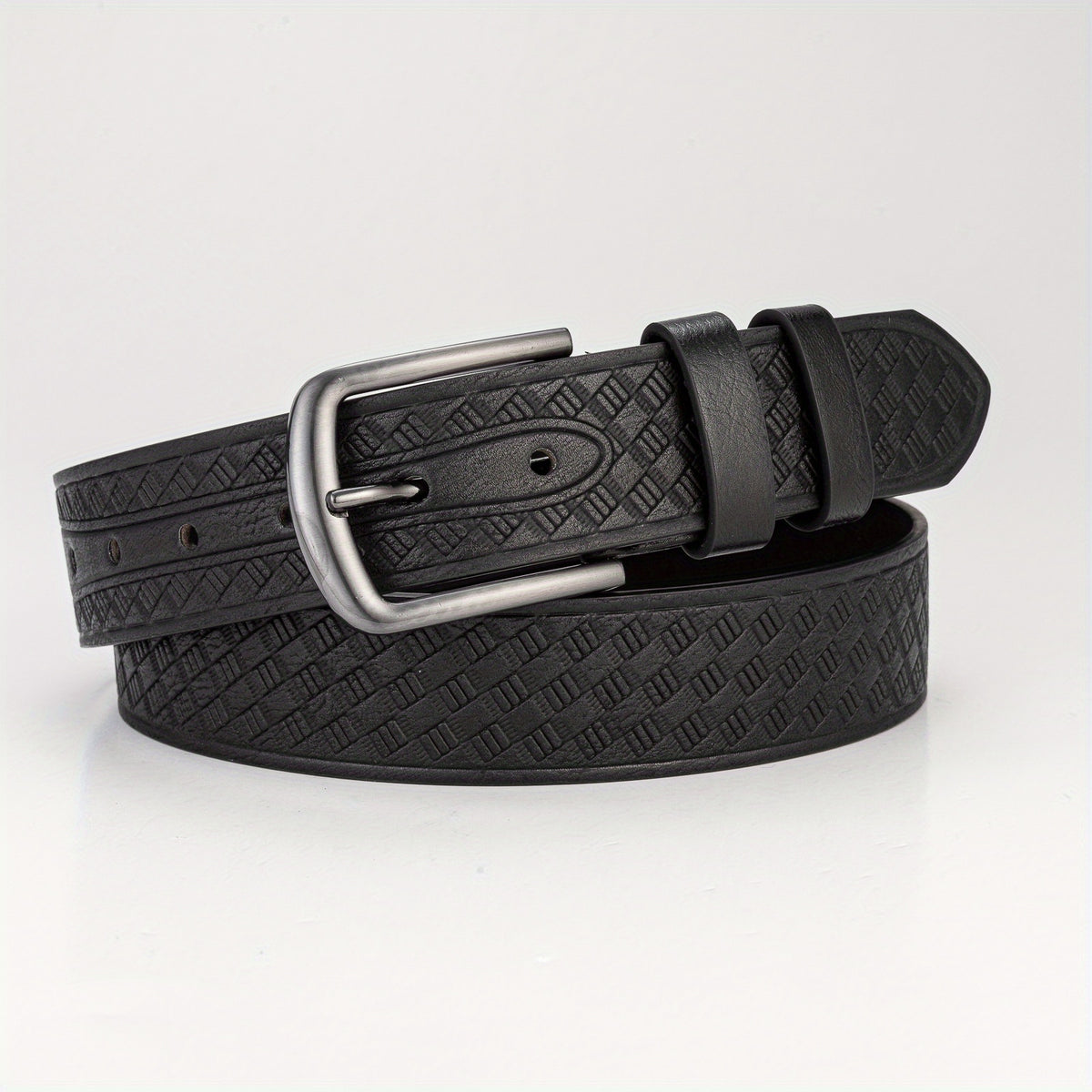 Geometric Embossed Square Buckle Belt Men's Casual Sports Belt