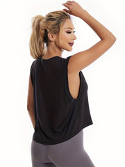Solid Stretch Loose Tank Top Sports Fitness Yoga Running Top Women's Activewear
