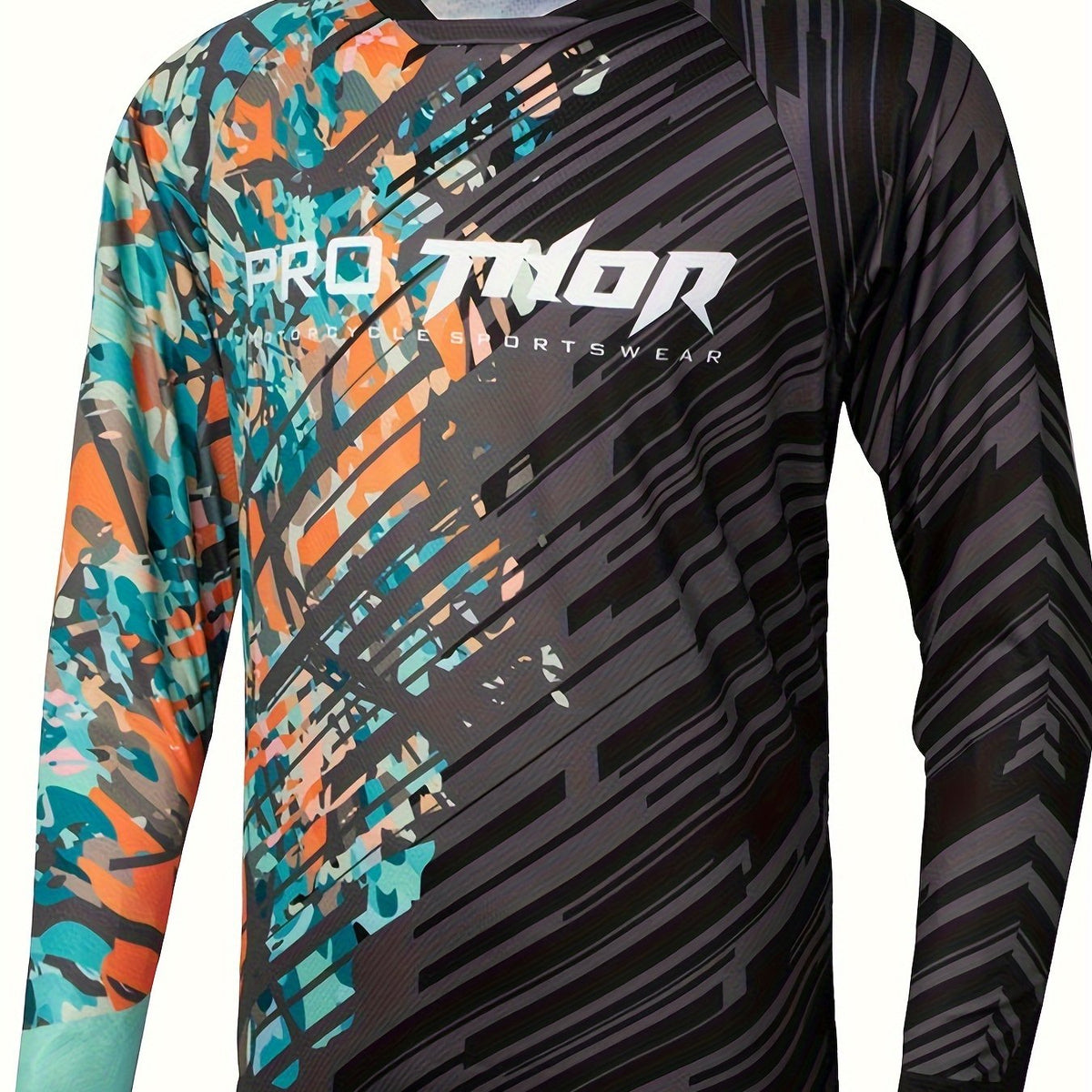 Men's Camo Long Sleeve Crew Neck Motorcycling T-shirt