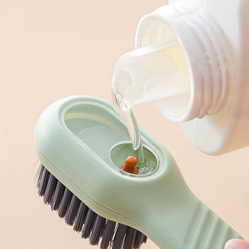 Household Shoe Brush With Soap Dispenser Soft Bristles