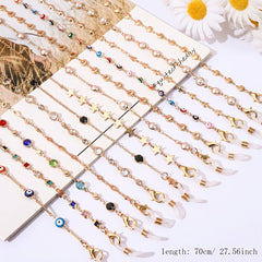 Metal Glasses Chain Colorful Pearl Rhinestones Mask Chain Glasses Lanyard