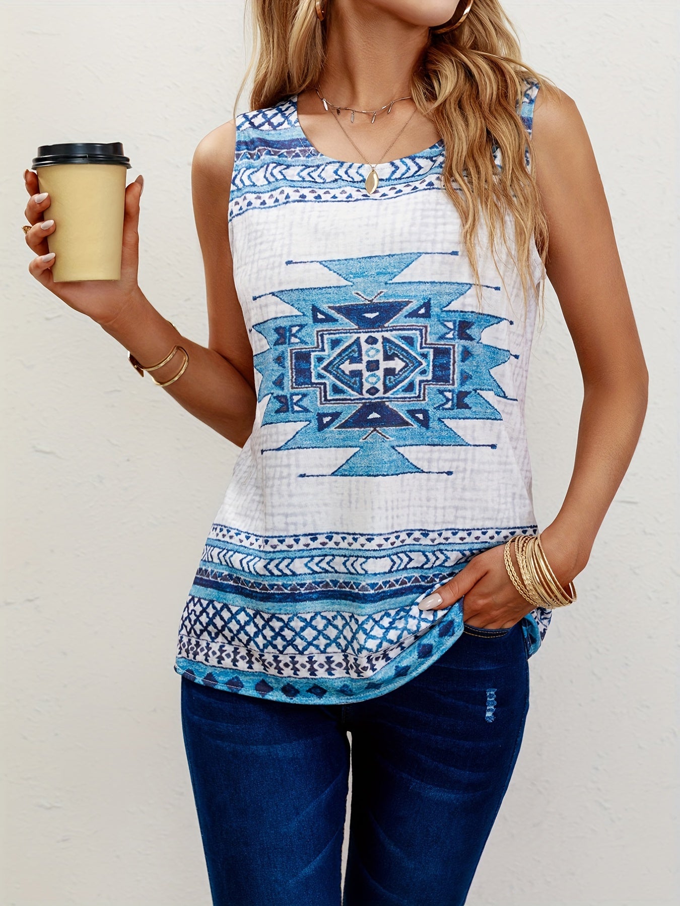 Women's Printed Sleeveless Tank Top