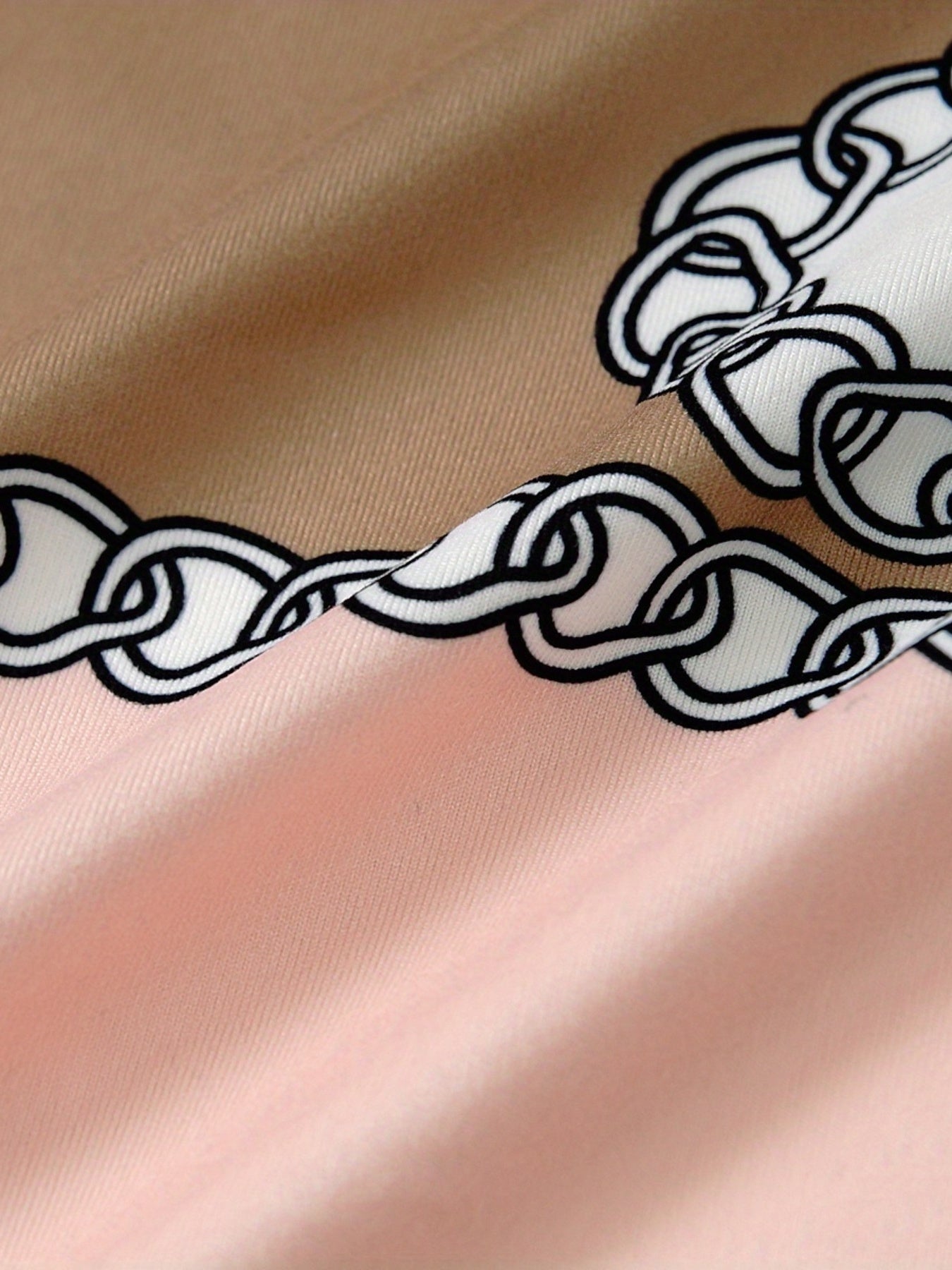  Casual Skirt Chain Print Drawstring Slim Fit Skirt
