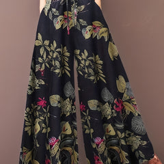  Pants Women's Plus Floral Print Elastic Drawstring Wide Leg Pants