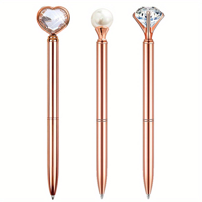 Rose Gold Ballpoint Pens with Quicksand Glitter Diamondoid