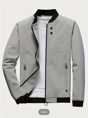 Men's Stand Collar Windbreaker Zip Up Jacket