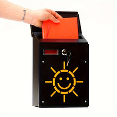Small Sun Style Mail Box Metal Wall Mount Lockable Outdoor Home Storage