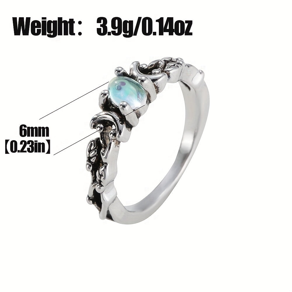 Men's Silvery Faux Moonstone Ring - Delicate Design