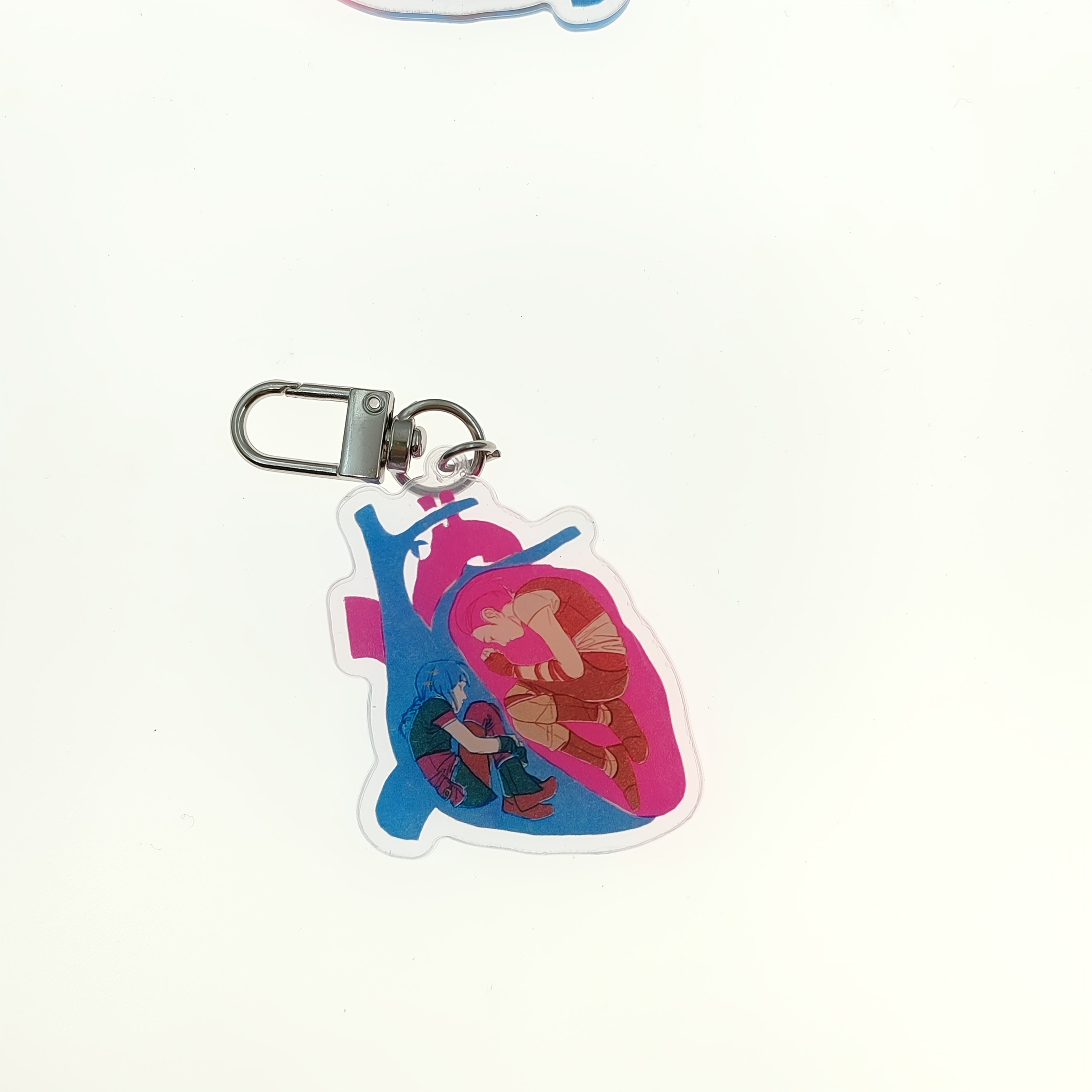 Heart Shaped Keychain Transparent Plastic Accessory for Couples & Friends