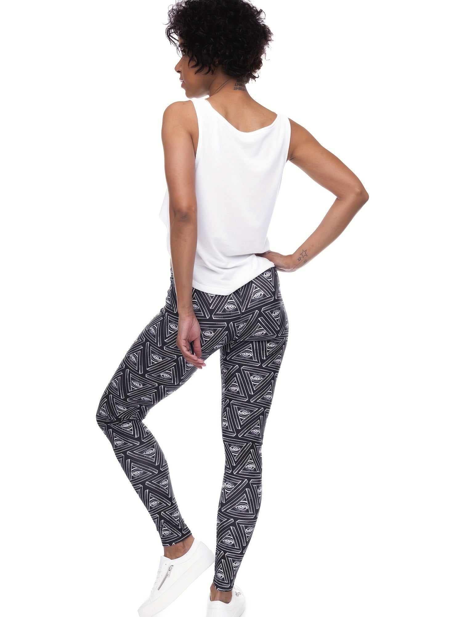 Boho Triangle Print Leggings High Waist Slim Long Length Leggings
