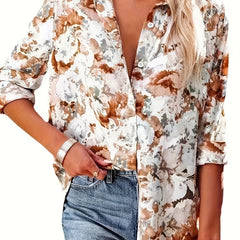  Tie Dye Long Sleeve Button Up Tunic Shirt Top