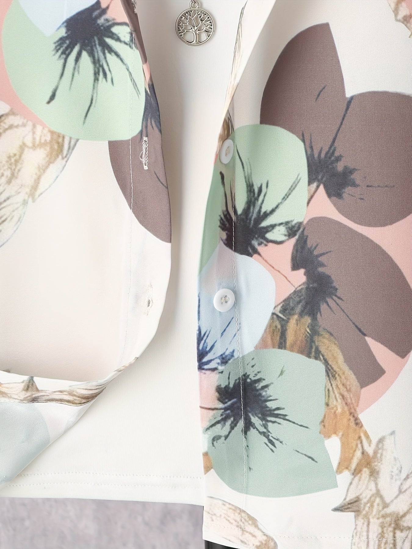 Boys Flower Print Button Down Short Sleeve Shorts