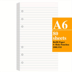 A6 Refills Lined Paper 160 Pages Loose Leaf 6 Hole Punched