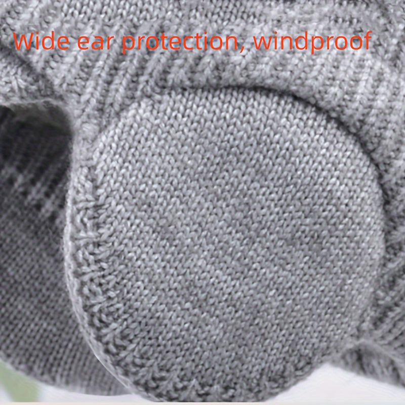 Winter Outdoor Ear Protection Cap Warm Knit Hat Thickened Wide Brim Hat