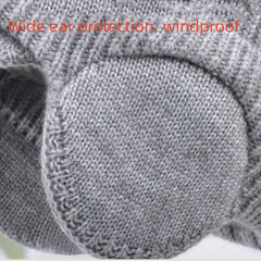 Winter Outdoor Ear Protection Cap Warm Knit Hat Thickened Wide Brim Hat