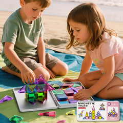 42pcs Magnetic Building Tiles Set Colorful ABS Blocks with Iron Box