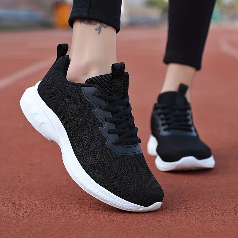 Soft Thick Bottom Shock Absorption Woven Shoes Mesh Breathable Running Shoes