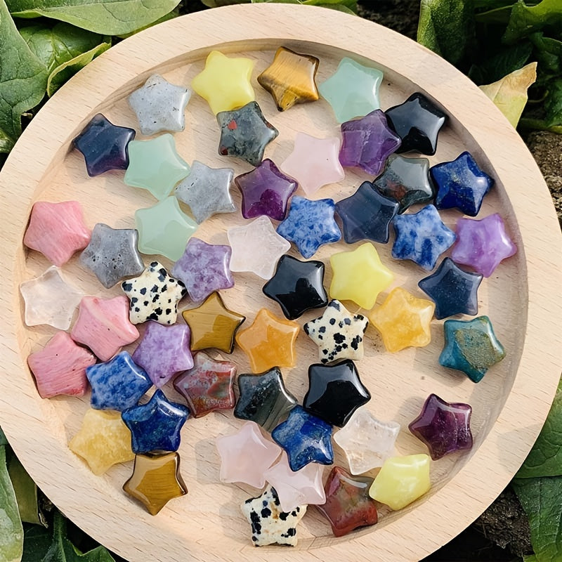 10pcs Mini Pentagram Rose Quartz Stone Statue for Jewelry and Aquarium