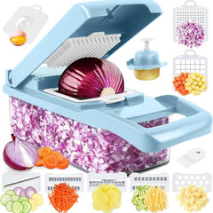 14pcs Vegetable Chopper Multifunctional Slicer Cutter With Container