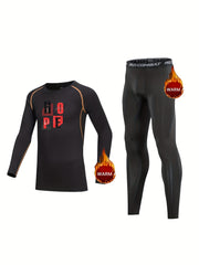 Kids Compression Fleece Sets Crew Neck Pullover Elastic Waist