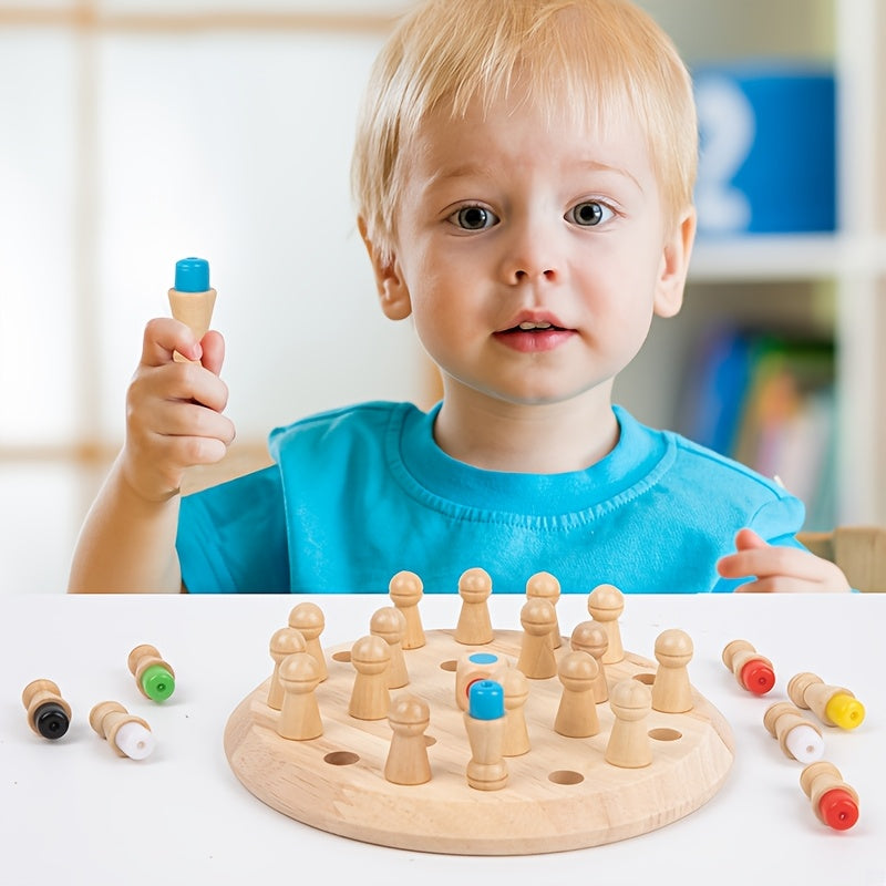 Wooden Memory Matching Game for Kids Circular Board Focus Training Toy