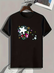 Star Pattern Print Men's Comfy Sports T shirt Graphic Tee