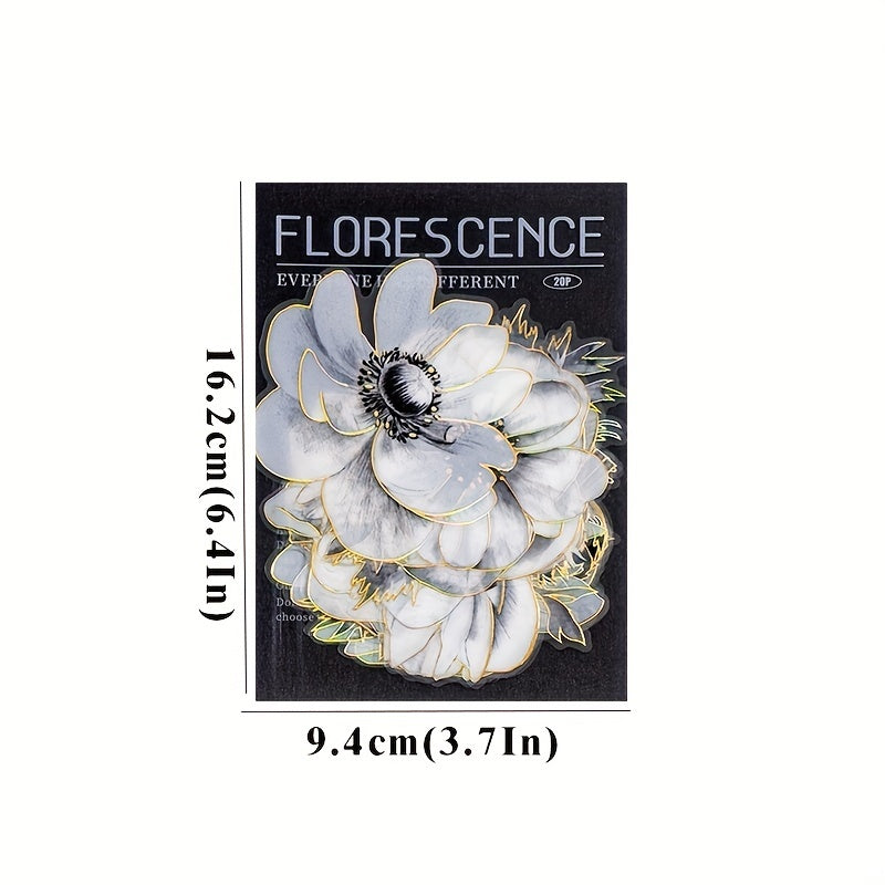20 Sheets DIY Light Plant Flowers Stickers 9.4cm x 16.2cm