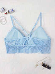  Sexy Lace Trim Bralette Linked Solid Bra
