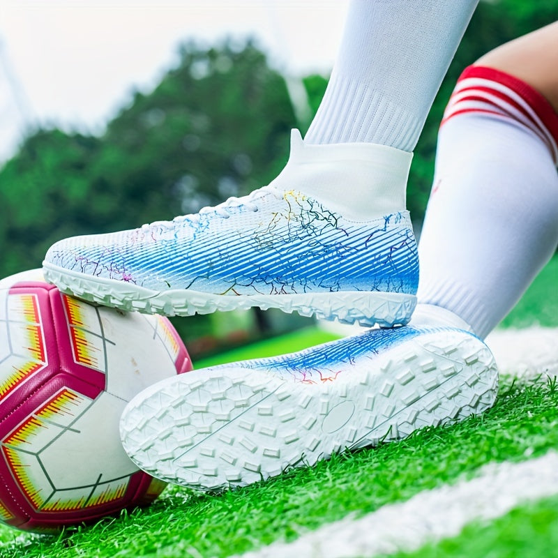Boy's High Top Turf Football Boots TF Soccer Cleats