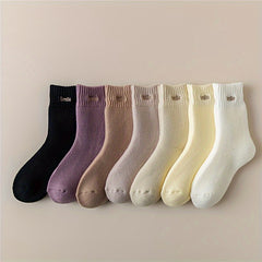 7 Pairs Letter Pattern Socks Women's Stockings & Hosiery
