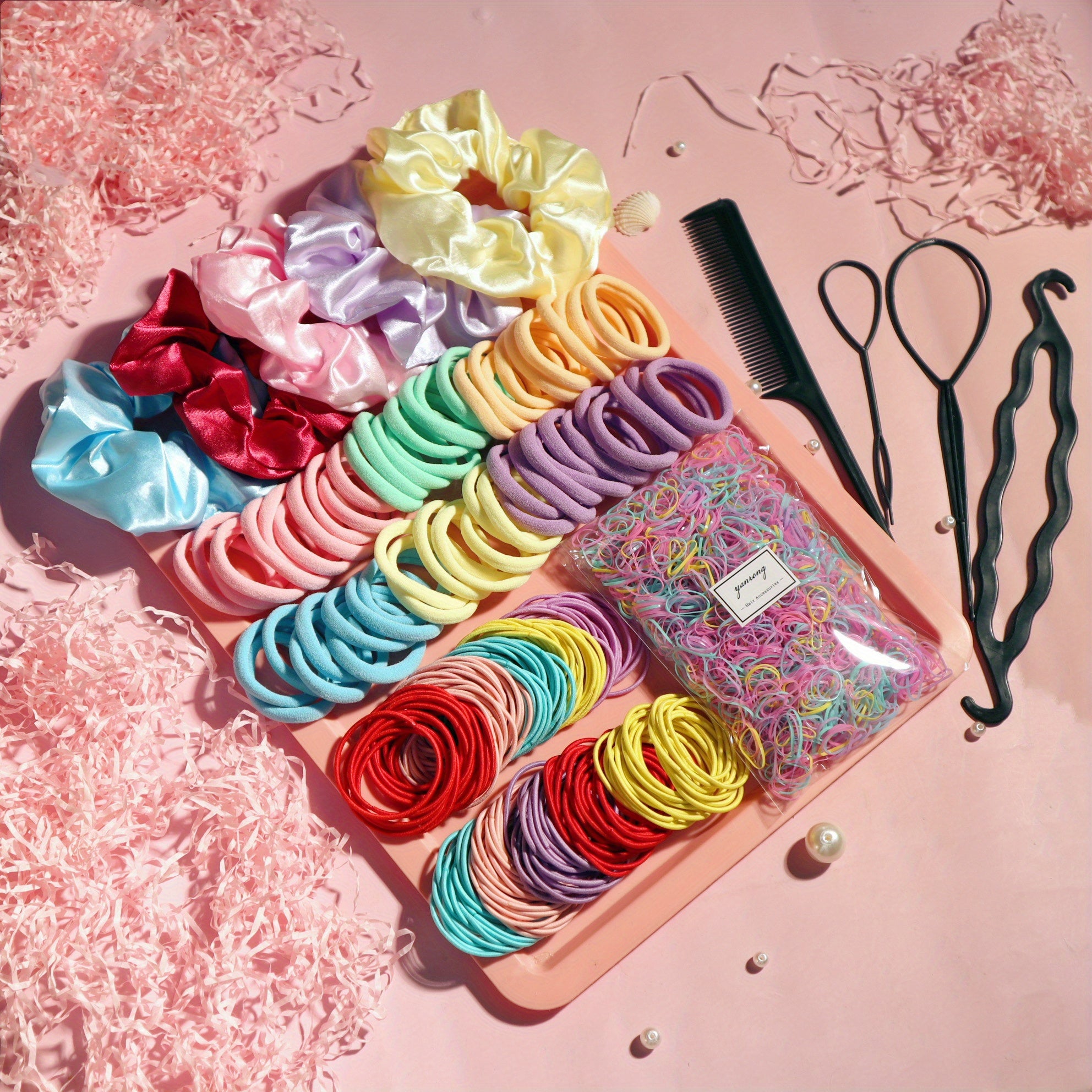 1159PCS Satin Scrunchie Elastic Hair Accessories Set Women