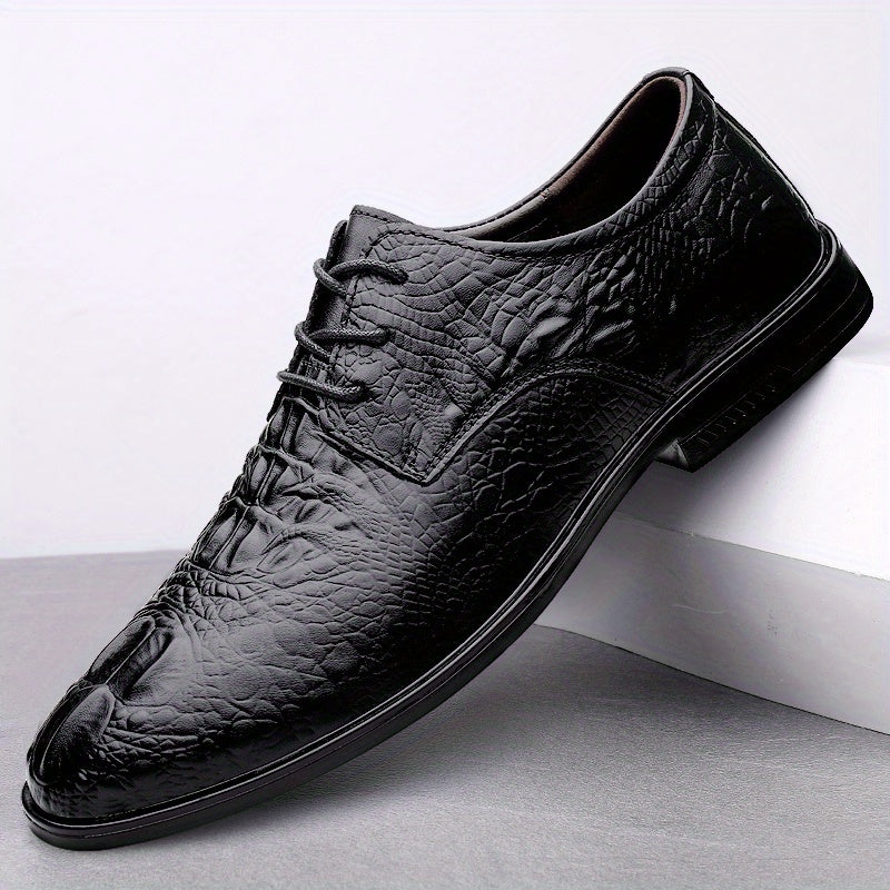 Men's British Style Croc Embossed Derby Shoes Dress Wedding Business