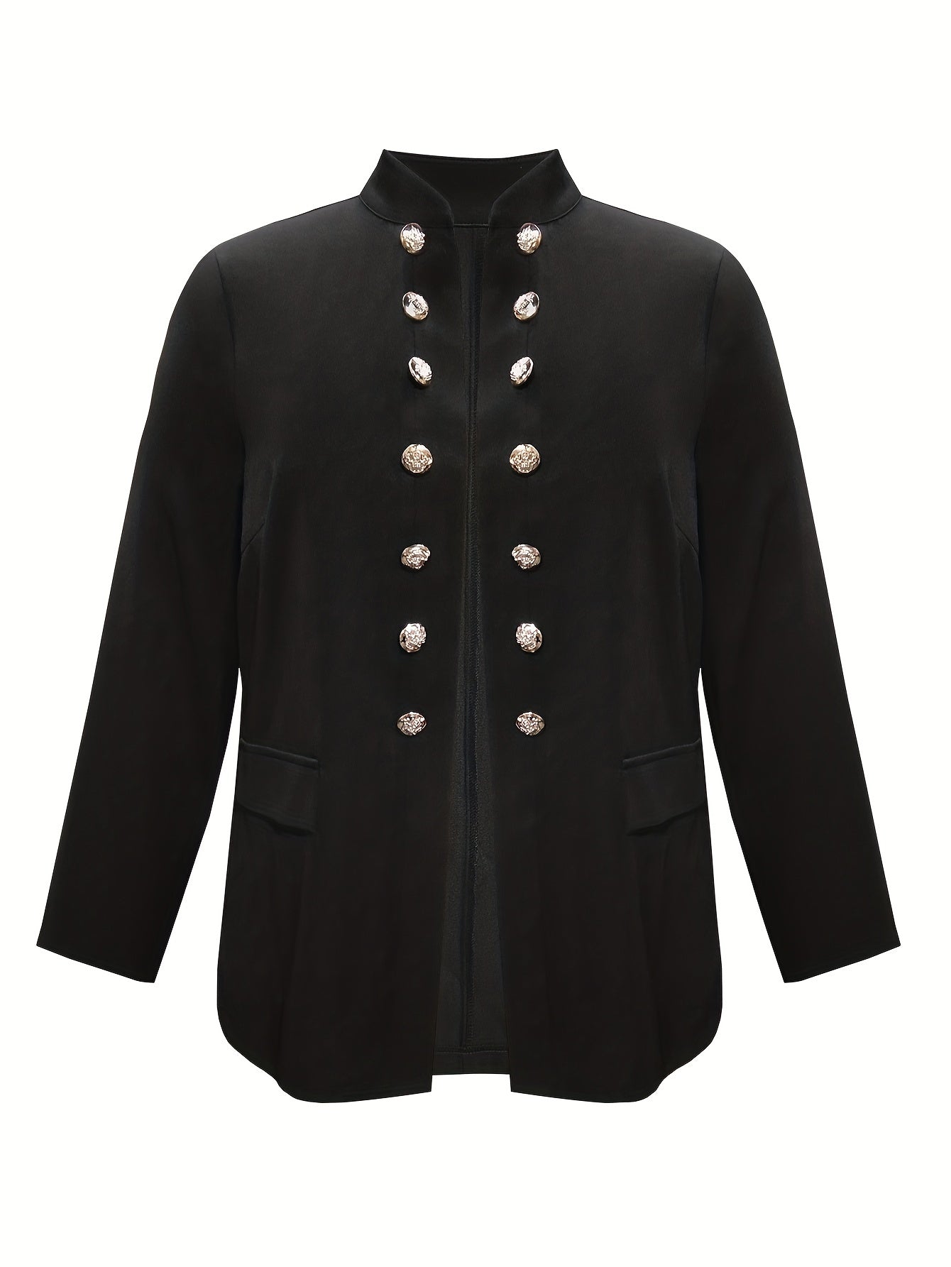  Casual Blazer Solid Button Long Sleeve Stand Collar