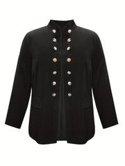  Casual Blazer Solid Button Long Sleeve Stand Collar