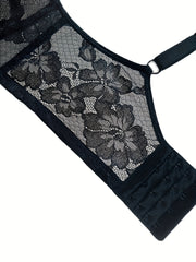 Floral Lace Push Up Padded Bra for Plus Size Women