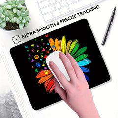 Rainbow Sunflower Animal Footprints Mouse Pad for Desktop Wireless Gaming