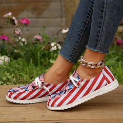 Women's Flag Canvas Loafers Soft Slip On Shoes