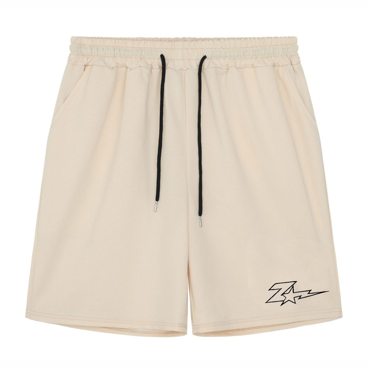 Lightning & Star Pattern Comfy Shorts Mens Casual Elastic Waist Drawstring