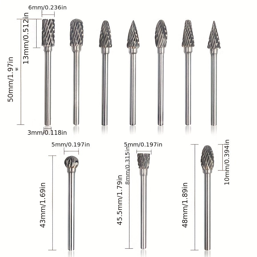 10pcs Tungsten Carbide Grinding Bits Set for Rotary Tools
