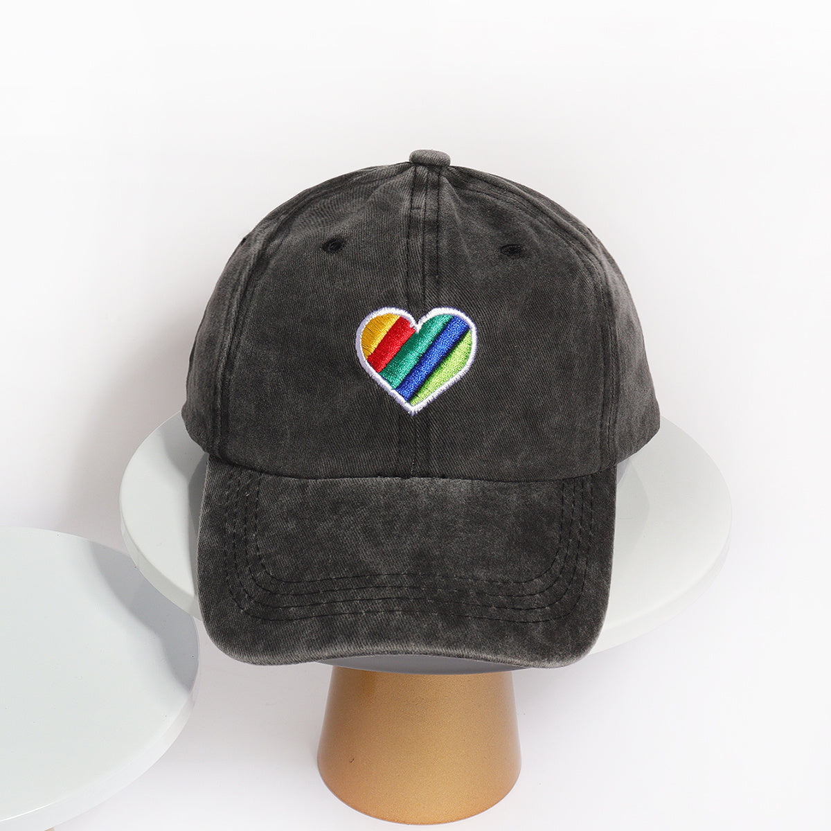 Rainbow Love Embroidery Baseball Cap Cotton Washed LGBT Pride Couple Dad Hats