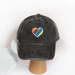 Rainbow Love Embroidery Baseball Cap Cotton Washed LGBT Pride Couple Dad Hats