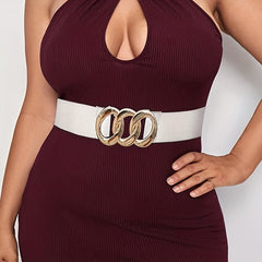 Triple Linked Ring Wide Belt for Women