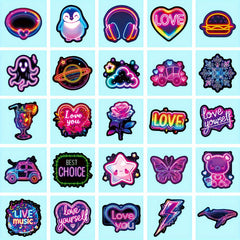 100 Rainbow Edge Doodle Stickers Purple & Mixed Colors
